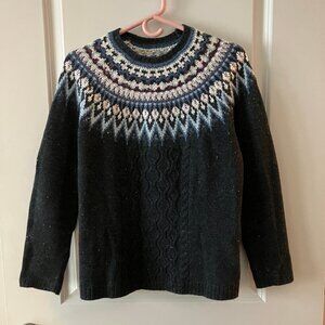 J. Jill navy blue fair isle crewneck sweater